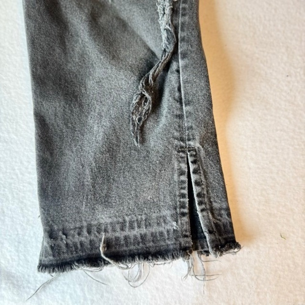 We The Free People Lita Distressed High Rise Straight Leg Jeans Black Sz 28 6 - Picture 7 of 15